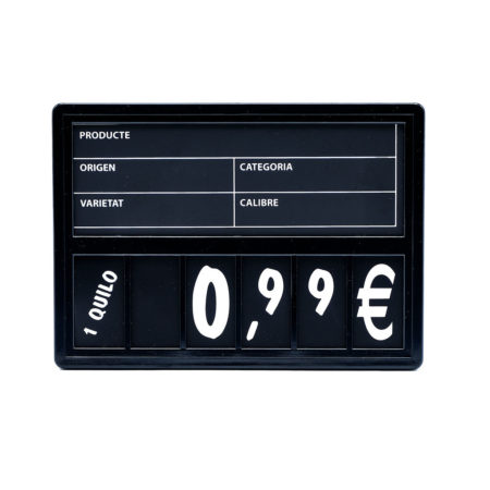 imagen de portaprecio negro para frutería